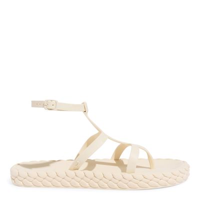 Sandália Papete Flat Trançada Borracha Off White