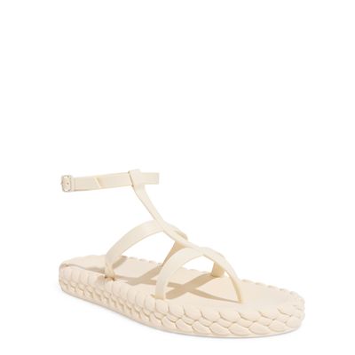 Sandália Papete Flat Trançada Borracha Off White