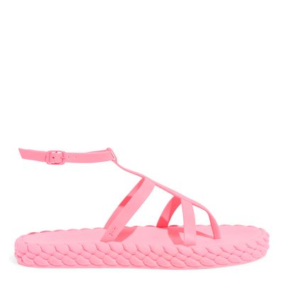 Sandália Papete Flat Trançada Borracha Rosa