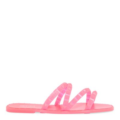 Rasteira Tiras Finas Borracha Rosa
