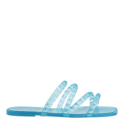 Rasteira Tiras Finas Borracha Azul