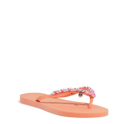 Chinelo Flip Flop Borracha Corrente Colorida Laranja