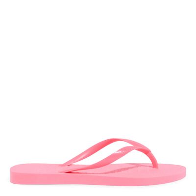 Chinelo Flip Flop Borracha Bico Redondo Rosa