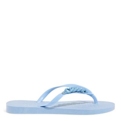 Chinelo Flip Flop Borracha Bico Redondo Corrente Azul Bebê