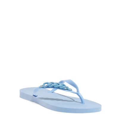 Chinelo Flip Flop Borracha Bico Redondo Corrente Azul Bebê