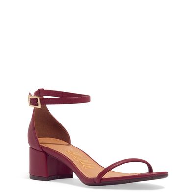 Sandália Napa Soft Vermelho Cherry Salto Bloco Baixo