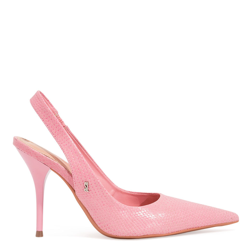 高い素材 Scarpin Slingback Couro Mamba Snake Salto Alto Rosa Cotton 化粧下地