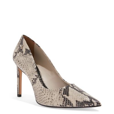 Scarpin Couro Estampa Snake Print Salto Alto