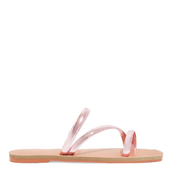 Rasteira Metalizada Specchio Rosa Bico Quadrado