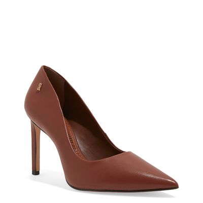 Scarpin Marrom Couro Pelica Soft Salto Alto