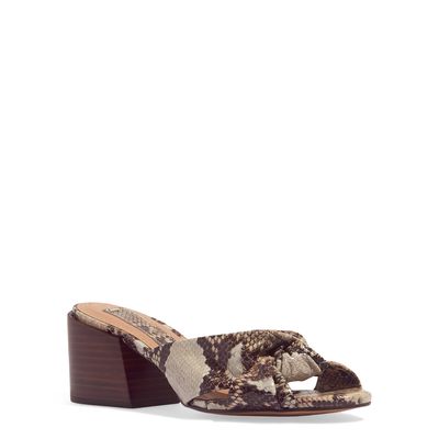 Mule Animal Print Couro Snake Print Salto Bloco