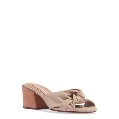 Mule Couro Confort Salto Bloco Bege Vanilla