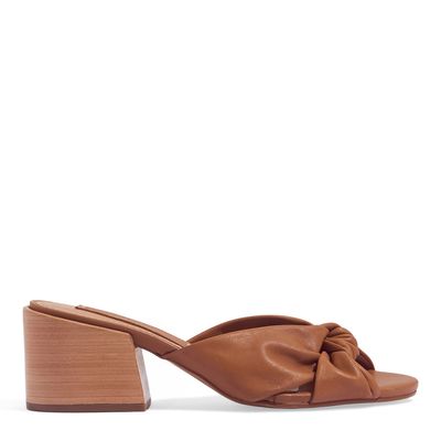 Mule Couro Confort Salto Bloco Caramelo