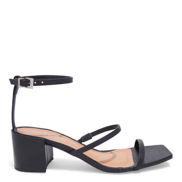 Sandália Couro Confort  Salto Bloco Médio Preto