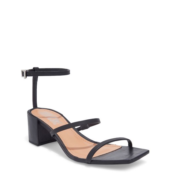 Sandália Couro Confort  Salto Bloco Médio Preto