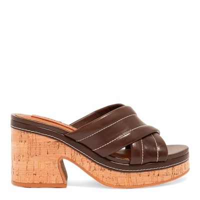 Tamanco Plataforma Couro Nobre Soft Marrom