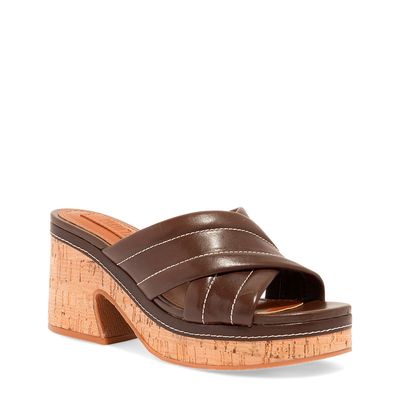 Tamanco Plataforma Couro Nobre Soft Marrom