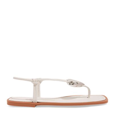 Rasteira Napa Soft Branca Bico Quadrado