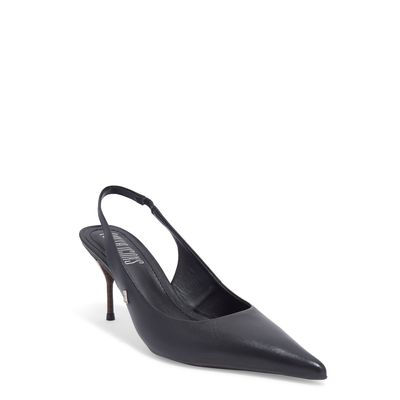 Scarpin Slingback Couro Confort Salto Médio Preto