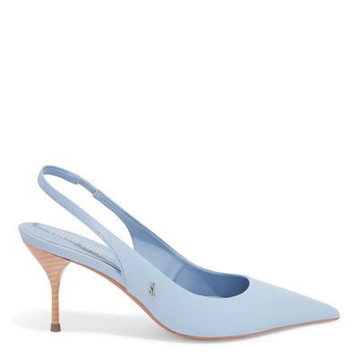 Scarpin Slingback Couro Confort Salto Médio Azul