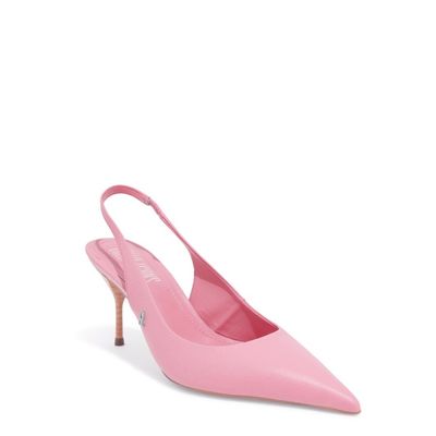 Scarpin Slingback Couro Confort Salto Médio Rosa