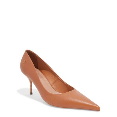 Scarpin Caramelo Couro Confort Bico Fino