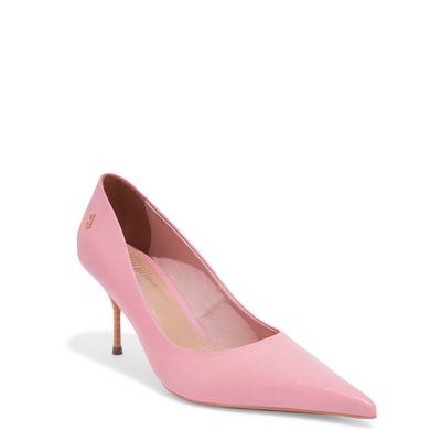 Scarpin Rosa Couro Confort Bico Fino