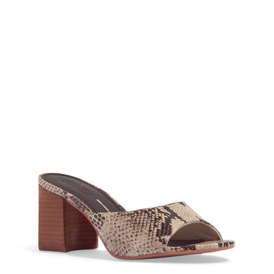 Mule Couro New Snake Estampa Animal Print Cobra Salto Bloco