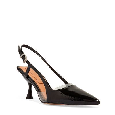 Scarpin Slingback Verniz Show Bico Fino Preto