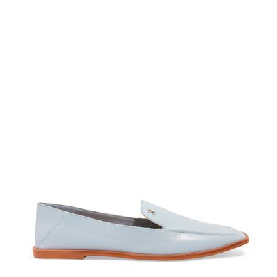 Mocassim Couro Nobre Soft Azul Gelatto Bico Quadrado