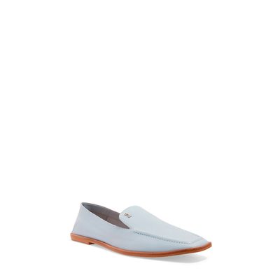 Mocassim Couro Nobre Soft Azul Gelatto Bico Quadrado