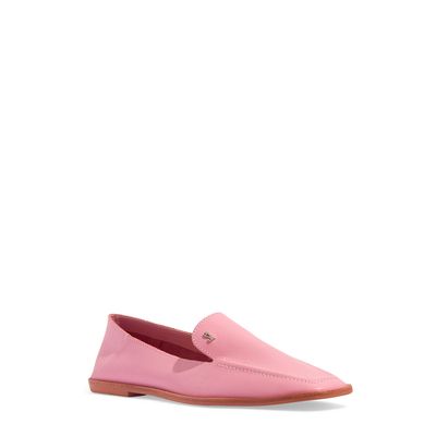Mocassim Couro Nobre Soft Rosa Cotton Bico Quadrado