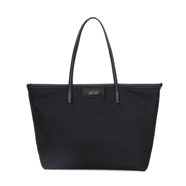 Bolsa Shopper Nylon Preto E Branco Pespontos