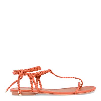 Rasteira Couro Nobre Soft Laranja Caju