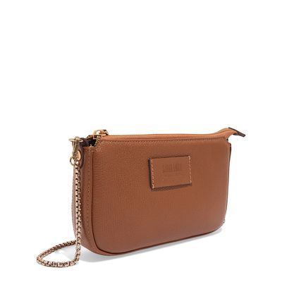 Bolsa Couro Floater Marrom Safari Alça Corrente Transversal