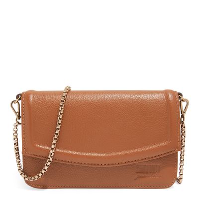 Bolsa Couro Floater Marrom Safari Alça Corrente Transversal