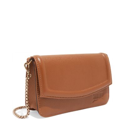 Bolsa Couro Floater Marrom Safari Alça Corrente Transversal