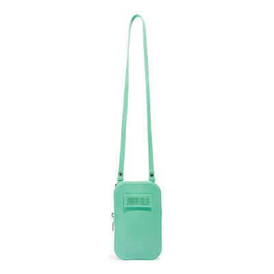 Bolsa Porta Celular Borracha Verde Alça Transversal