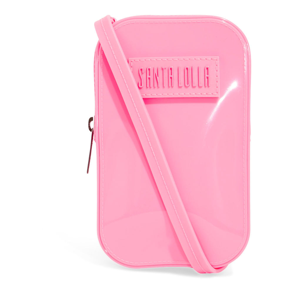 Bolsa Porta Celular Borracha Rosa Chic Jelly Alça Transversal