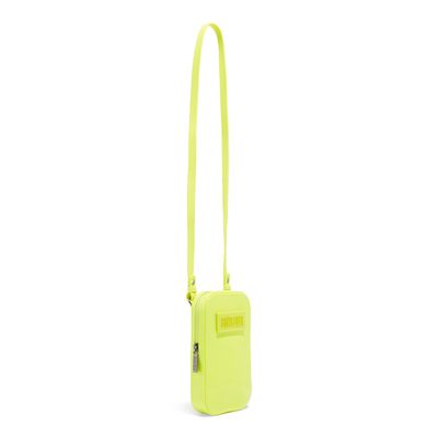 Bolsa Porta Celular Borracha Amarelo Lime Fluor Alça Transversal