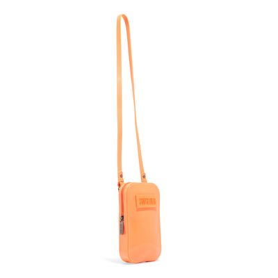 Bolsa Porta Celular Borracha Laranja Alça Transversal