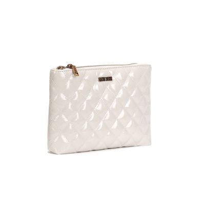 Bolsa Pequena Matelassê Verniz Off White Alça Transversal