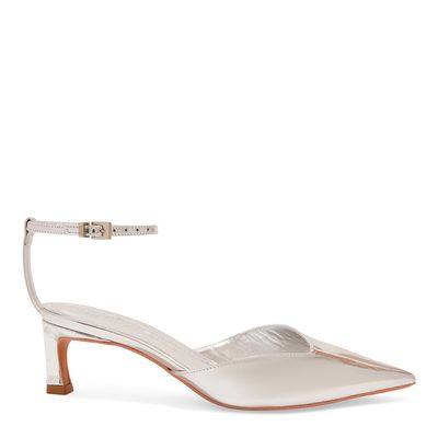 Scarpin Specchio Prata Bico Fino