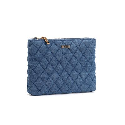 Bolsa Matelassê Jeans Azul Alça Transversal