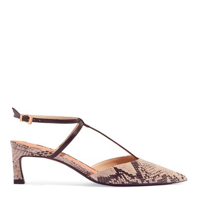 Scarpin Specchio Animal Print Cobra Bico Fino