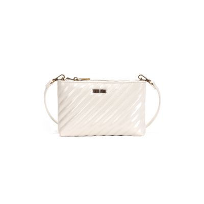 Bolsa Pequena Verniz Glossy Off White Alça Transversal