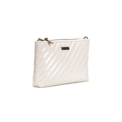 Bolsa Pequena Verniz Glossy Off White Alça Transversal