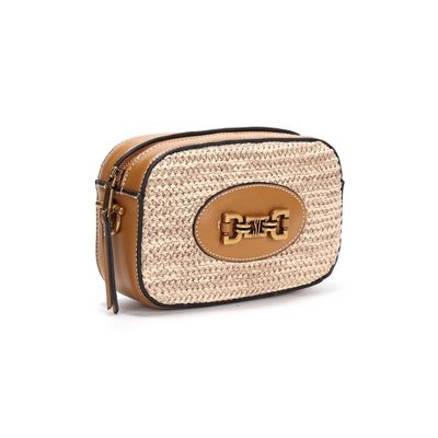 Bolsa Tramado Bege Alça Transversal