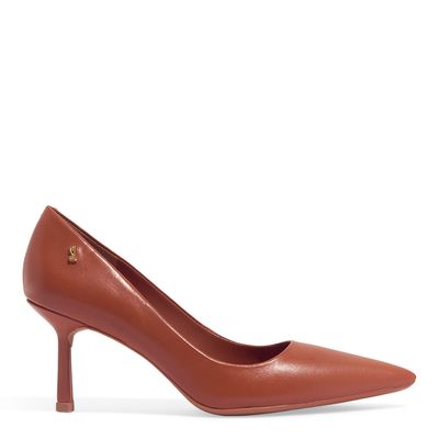 Scarpin Couro Pelica Soft Marrom Safari Bico Fino