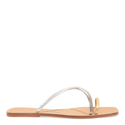 Rasteira Metallic Cobra Prata e Dourado